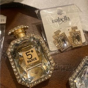 Crystal Perfume Bottle Brooch